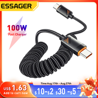 Essager Car Spring Type C Cable  For iPhone 16 15 Xiaomi Samsung 100W PD Fast Charging For Macbook iPad Type C to Type C Cable