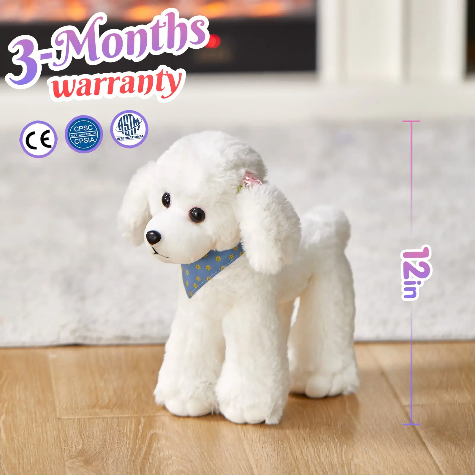 

28cm White Dog Plush Toys Cute Cotton Kawaii Puppy Throw Pillows Soft Gift for Girls Kids Animal Simulation Pet Plush Toys