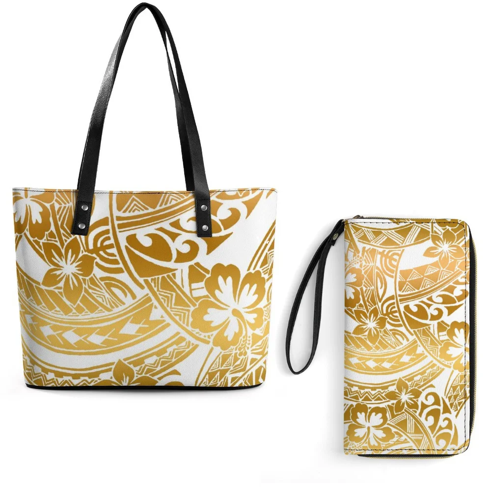 

Stylish Large Capacity Handbags Travel Womens Polynesian Casual Design Custom Pattern Tote Bags Fashion