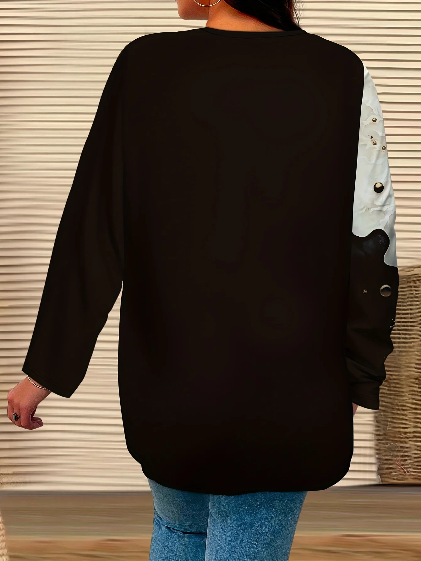Plus Size Elegant Casual Woman T-Shirt Fashion Loose T-Shirt Woman Temperament Long sleeve T-Shirt Holiday Weekend