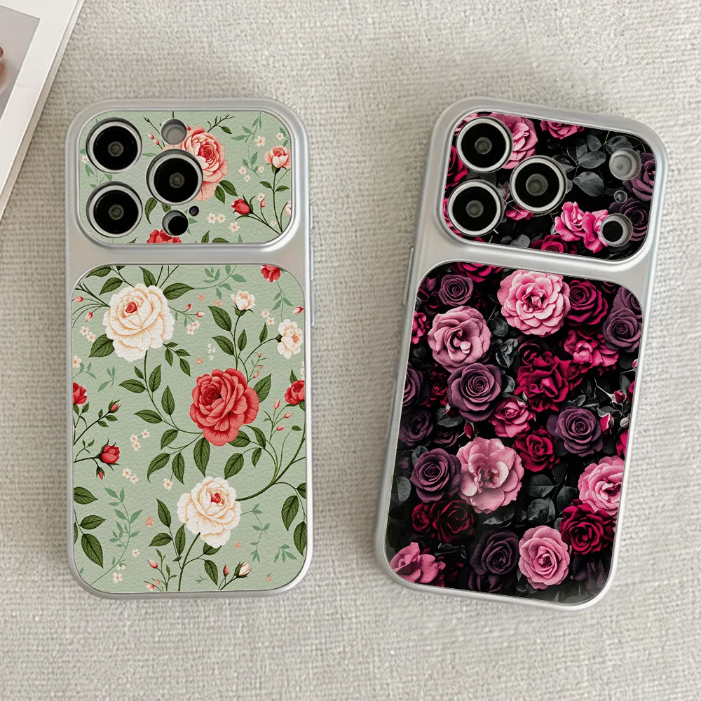 Blumen-Leder-Handyhülle für iPhone 17 Pro Max 16 13 11 15 12 14 Pro mit Trageschlaufe, großem Fenster und stoßfester weicher Silikonabdeckung