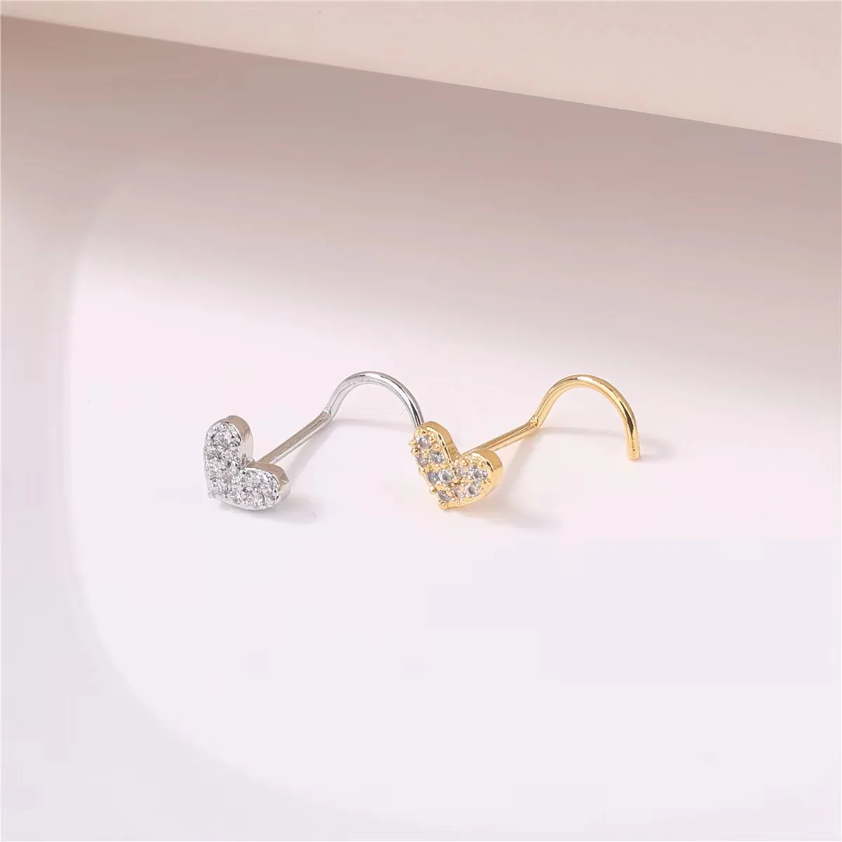 1PC 20G Surgical Steel Nose Stud Rings for Women Men Girl Heart Screw Bend Nose Piercing Jewelry Punk Gift