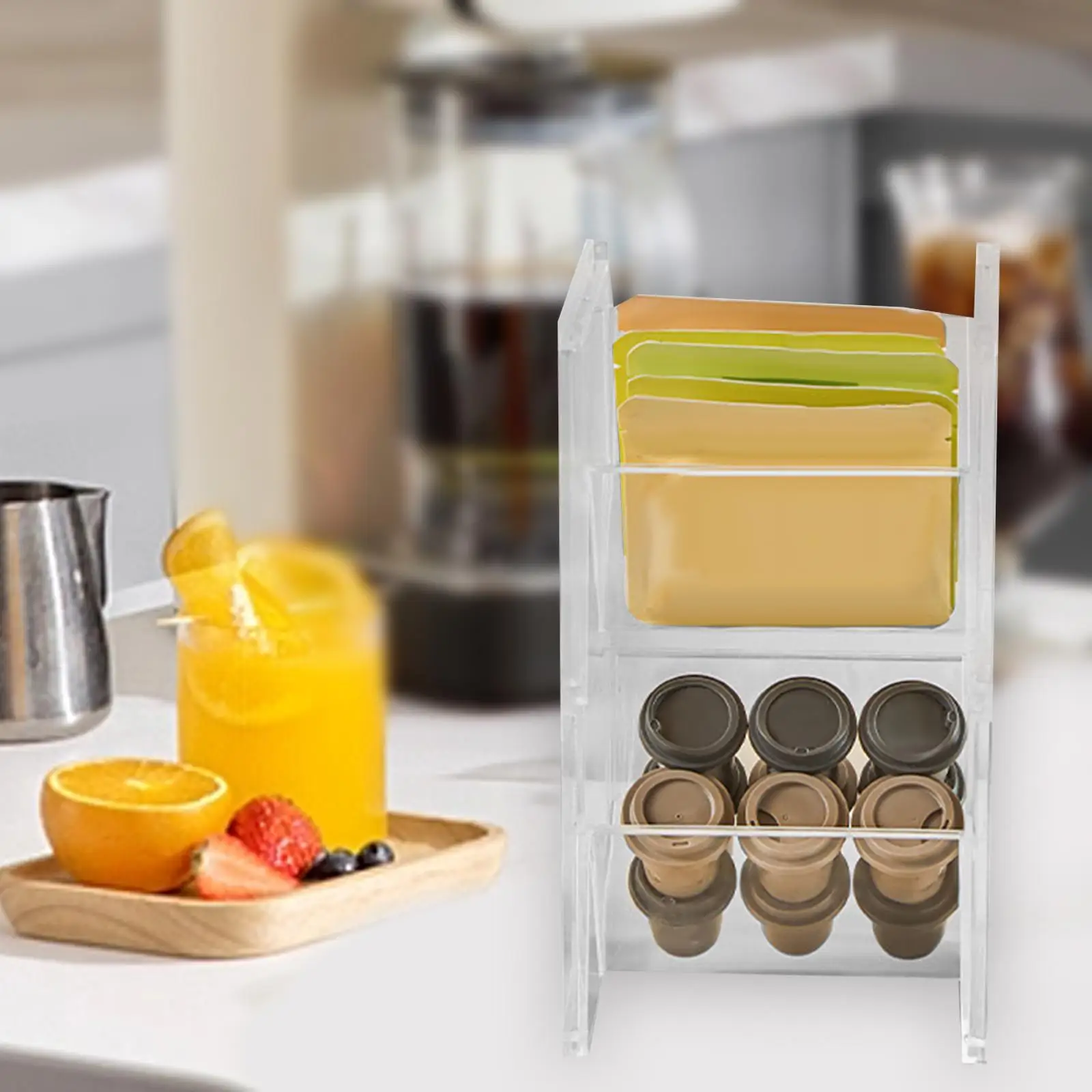 Clear Coffee and Tea Organizer Stackable Tea Bag Holder Organizer Tea Bag Organiser for Tea Creamers Sweeteners Coffee Kitchen