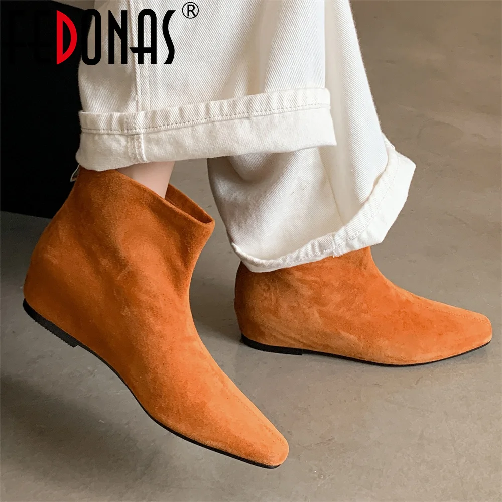 FEDONAS Elegant Ankle Boots For Women Wedges Heels Office Pumps Retro Square Toe Increased High Heeled Short Boots Shoes Woman