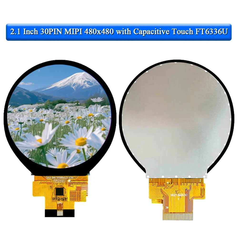 Écran Tactile TFT LED HD IPS Rond de 2.1 Pouces, 480x480, Wild éventuelles I RVB, Pilote MIPI HDMI, ST7701S