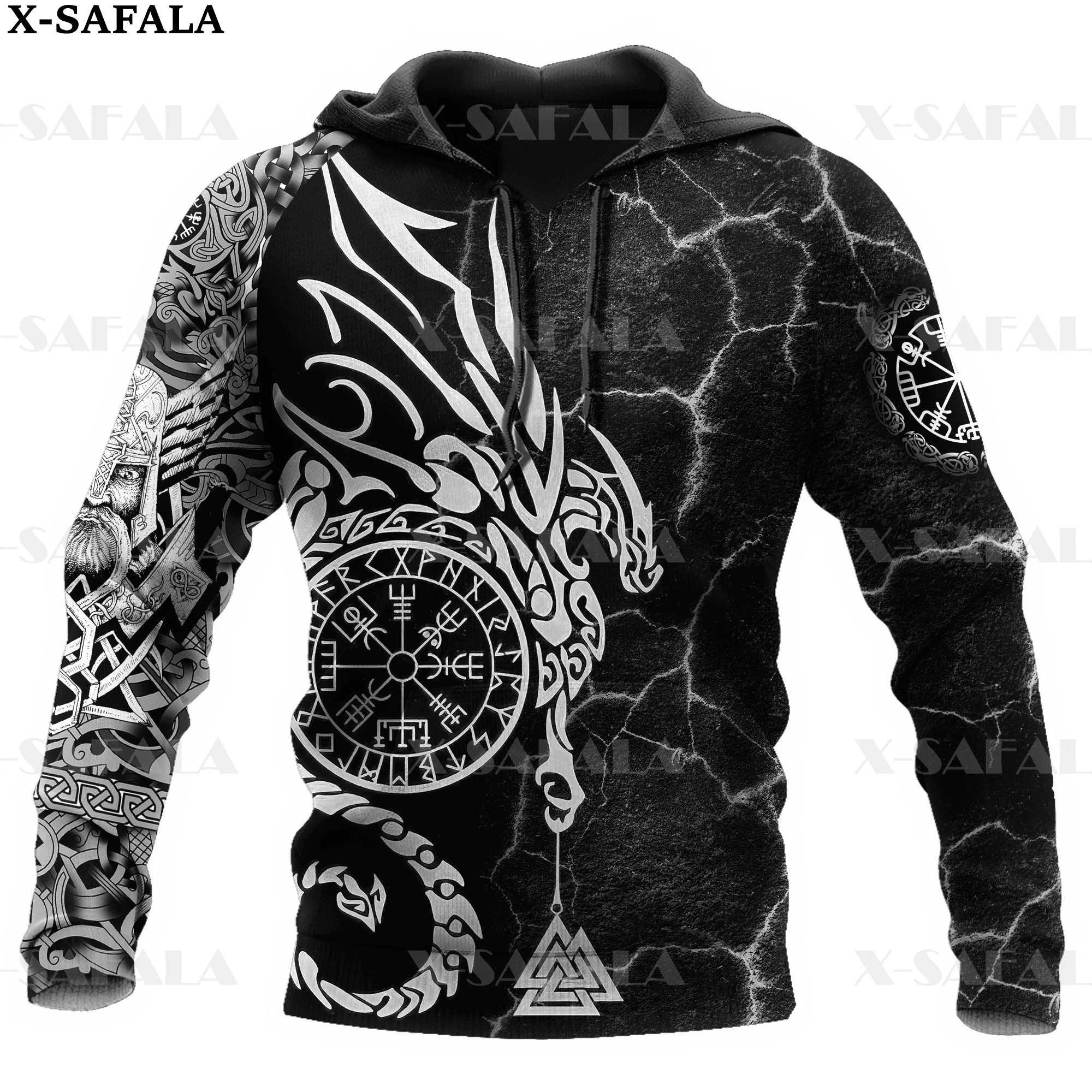 Celtic Dragon Tattoo Fenrir Odin's Viking Lion/Bear 3D Printe Hoodie Man Female Zipper Pullover Sweatshirt Hooded Jersey-7