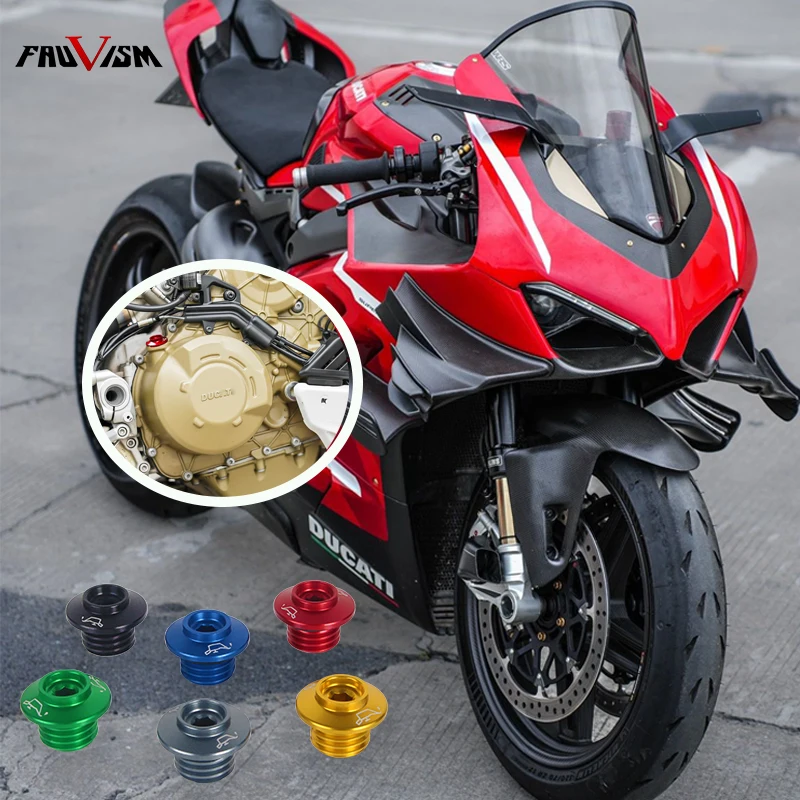 Tapa del enchufe del motor de la taza del filtro de aceite CNC para Ducati 848 899 959 1299 1200 PANIGALE V4 V4S HYPERMOTARD 796 821 939 950 SP MONSTER 696