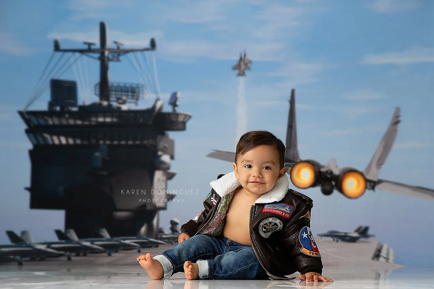 Top Gun Aircraft Carrier Fighter Jets Backdrops Kids Boy Birthday Cake Smash Photocall Decors Child Photo Backgrounds