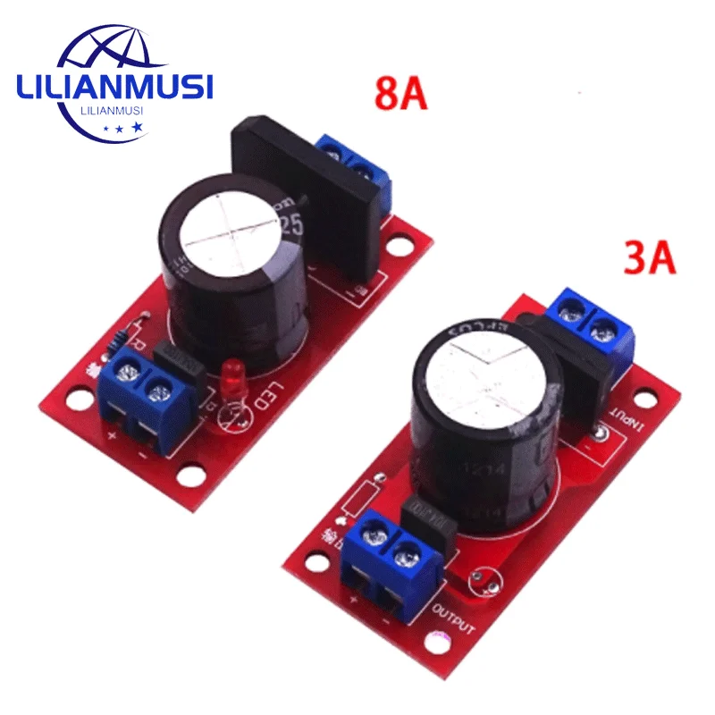 5pcs Rectifier Filter Power Board 3A Rectifier Power Amplifier 8A with Red LED Indicator AC Single Power to DC Single Source