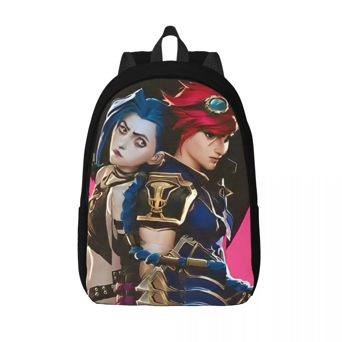 

Jinx & Vi Arcane сезон 2, повседневный рюкзак, спортивный студенческий рюкзак с анимацией в стиле фэнтези для мужчин и женщин, сумка через плечо для колледжа