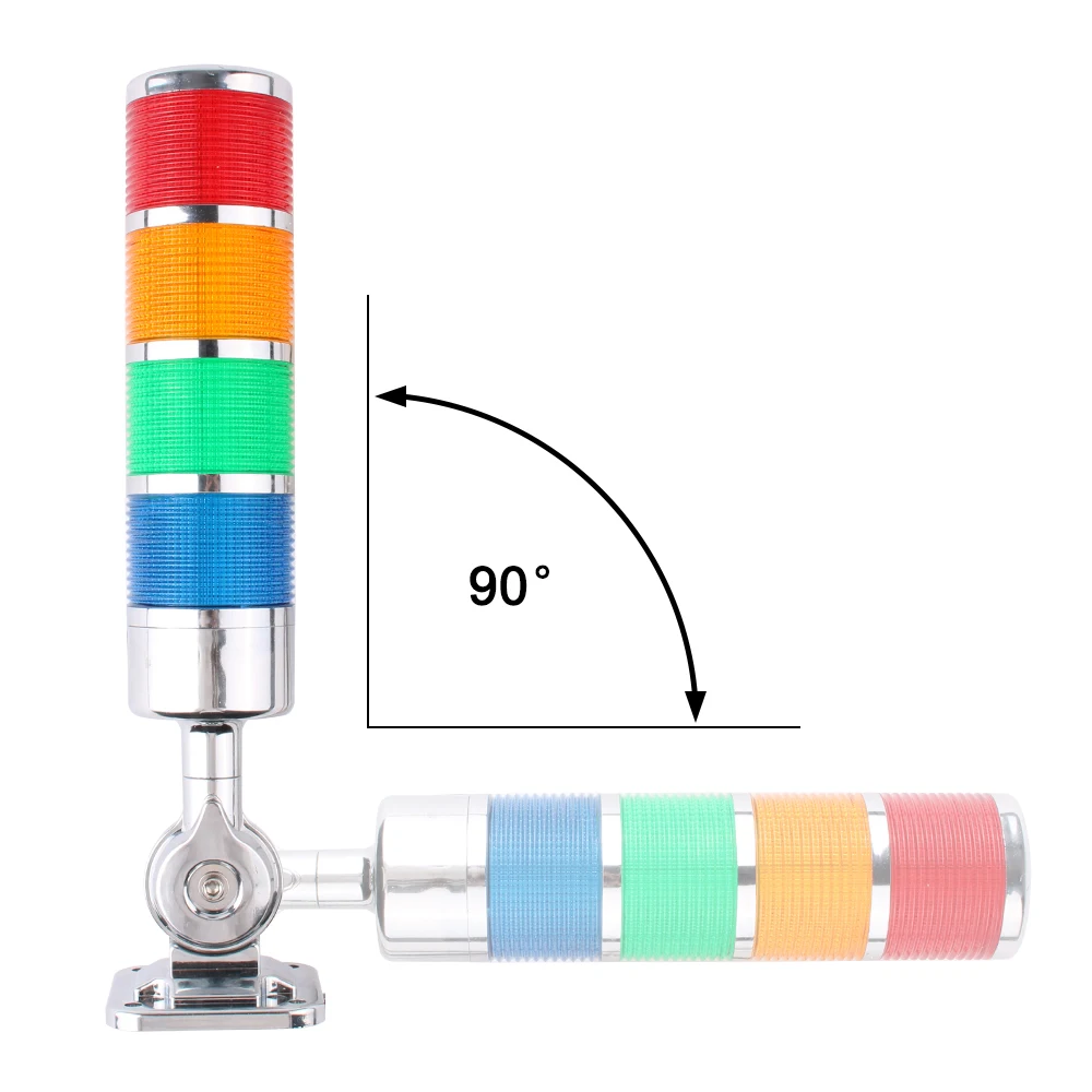 4 warstwy Obrotowe światło 180 Stack Czerwone światło ostrzegawcze przemysłowe do maszyny CNC DC 24V 12V AC220V 110V Stałe migające światło LED