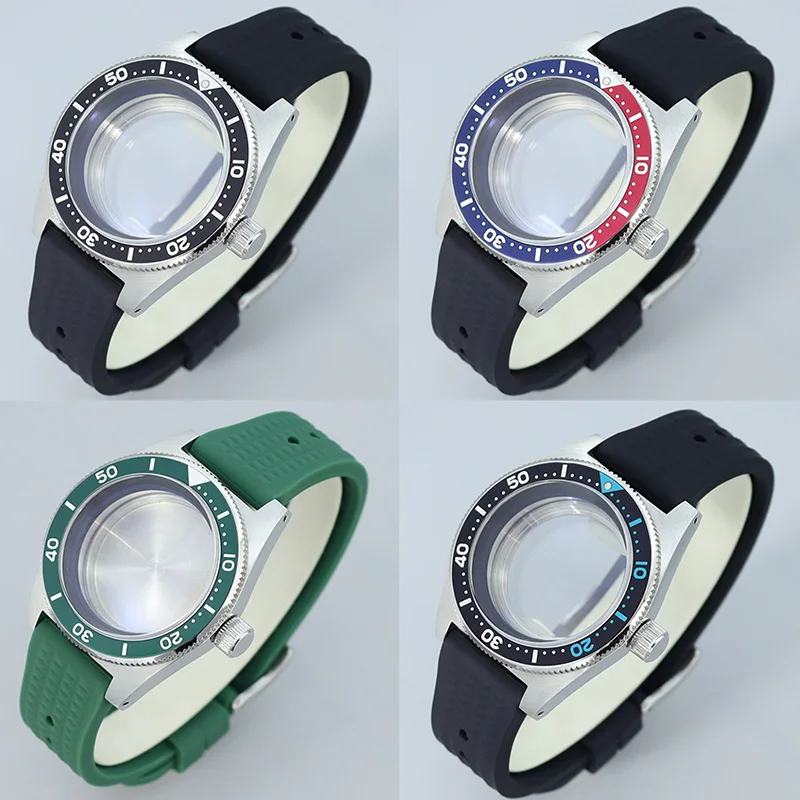 

40mm Watch Case Rubber Strap Double Domed Sapphire Crystal For Seiko NH35 NH34 NH36 Movement Mod 62mas Diving Watch Accessories