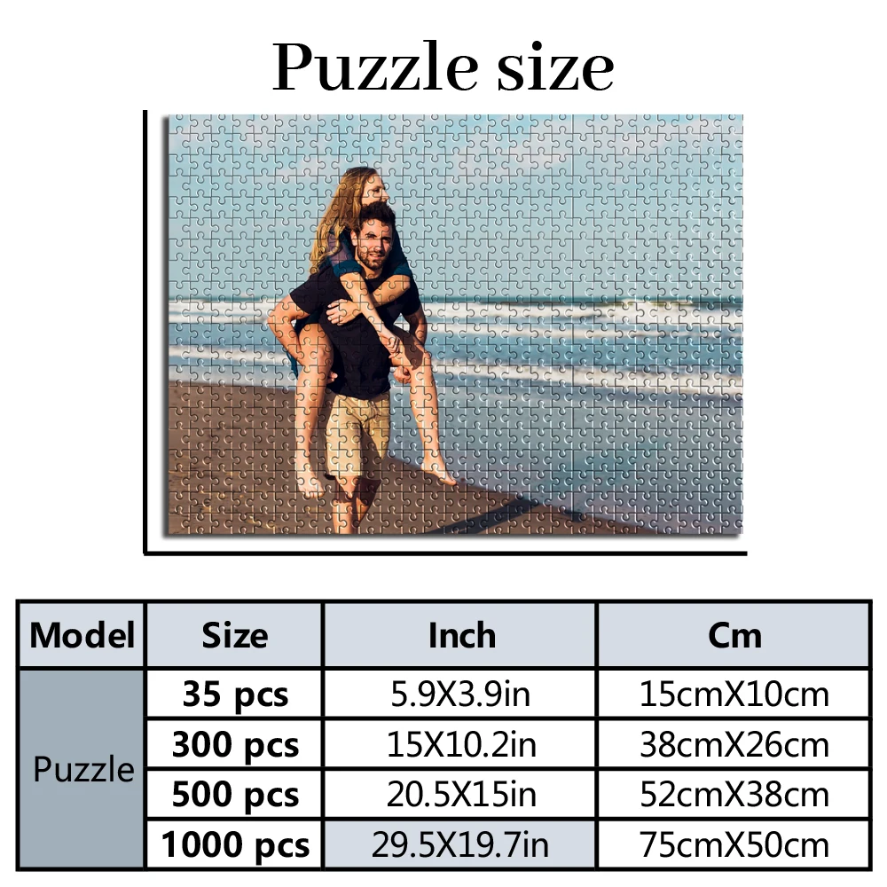 Personalized Custom Photo Puzzle Customized Beach Couple Upload Photo For Customized Puzzle, Unique Gift For Family, Friends