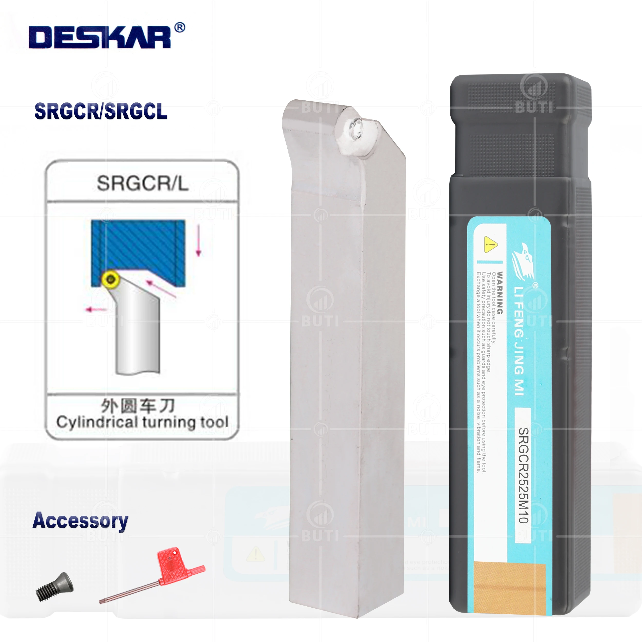 

DESKAR 100% Original External Turning CNC Lathe White Tool Holders SRGCR/SRGCL1616/2020/2525 Boring Bar For RCMT Round Inserts