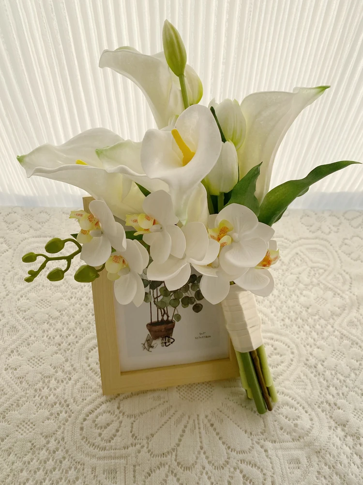 WB0406 Wedding Flowers Ivory Calla Lilies Tulip Small brunch bridesmaids bouquets for wedding ramos de 15 quinceañera