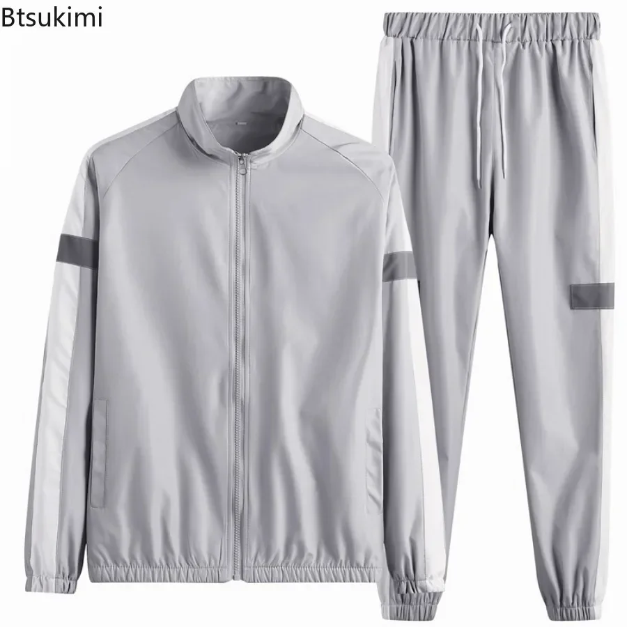 2025 New Men\'s Casual Sets Men Tracksuit Oversized Trend Patchwork Design Hooded Jacket+pants Two-pieces Men Running Sports Suit