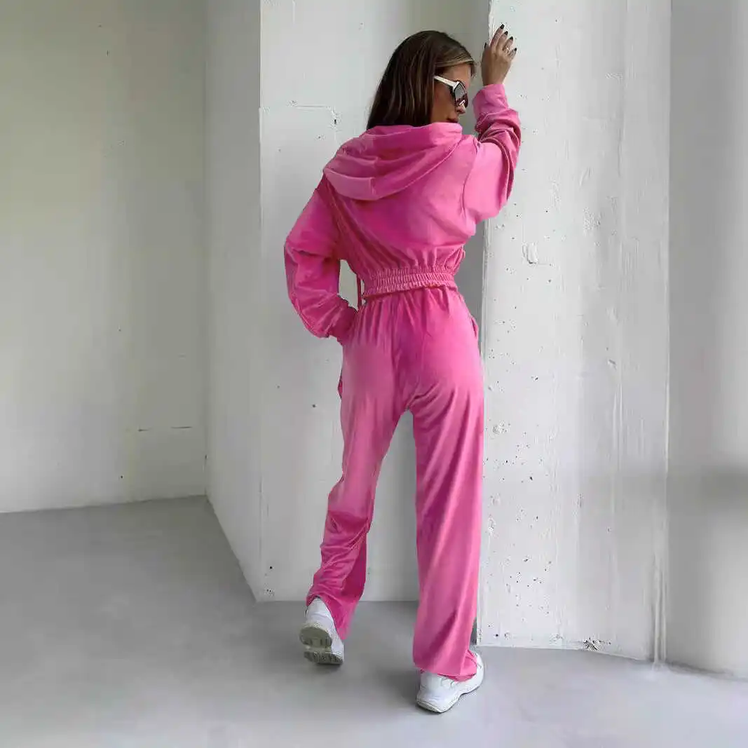 Tuta sportiva invernale casual da donna con cappuccio con cerniera Jaet e pantaloni lunghi Set da due pezzi Autunno Inverno Faion Abbigliamento da donna