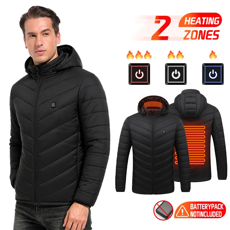 2 Area Heated Jacket for Men Women Rapid Warm Up in Seconds Machine Washable Winter Coat for Hiking Fishing Low Temperature Use