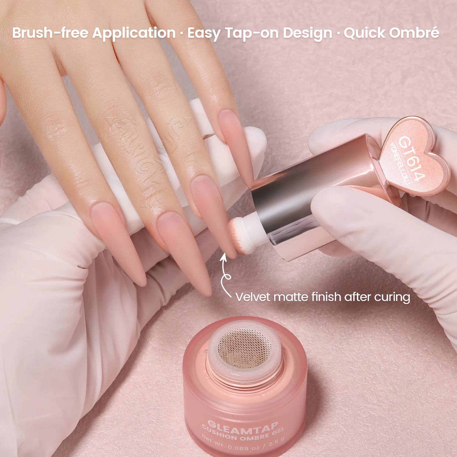 YOKEFELLOW GleamTap Cushion Ombre Painting Gel Schwämme Neon-Orange Hochpigmentiertes No-Wipe Gradient Pat Pat Gel Polish GT624 – Detail 6