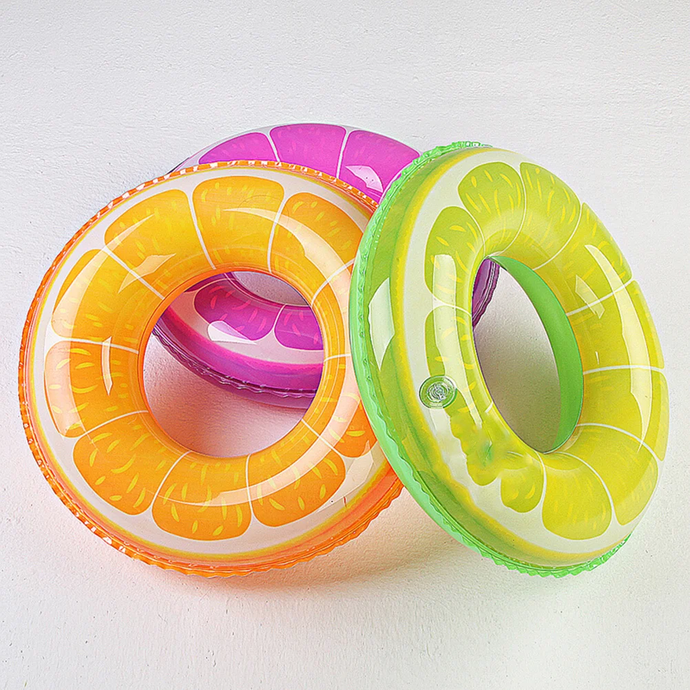Anillo de natación inflable con diseño de fruta naranja para niños, flotador de piscina seguro y fácil de inflar para jugar en la playa y el lago