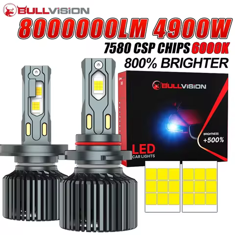 BULLVISION 8000000LM 4900W H4 H7 Led Headlights Canbus H11 H8 HB3 HB4 9006 9005 9012 Turbo 7580 CSP Car Bulbs 6000K 12V Powerful