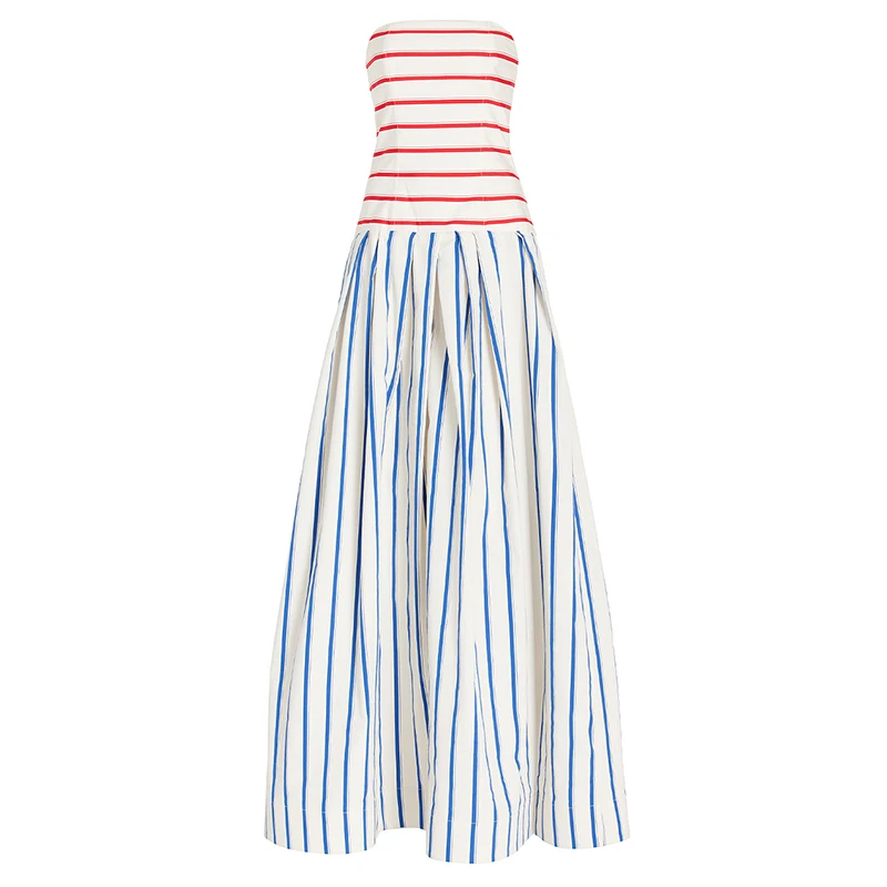 Flaxmaker Fashion Womens Dresses Casual Women Striped Print Sling Maxi Dress Round Neck Sleeveless Long Dress Vestidos Dresses - Image 5