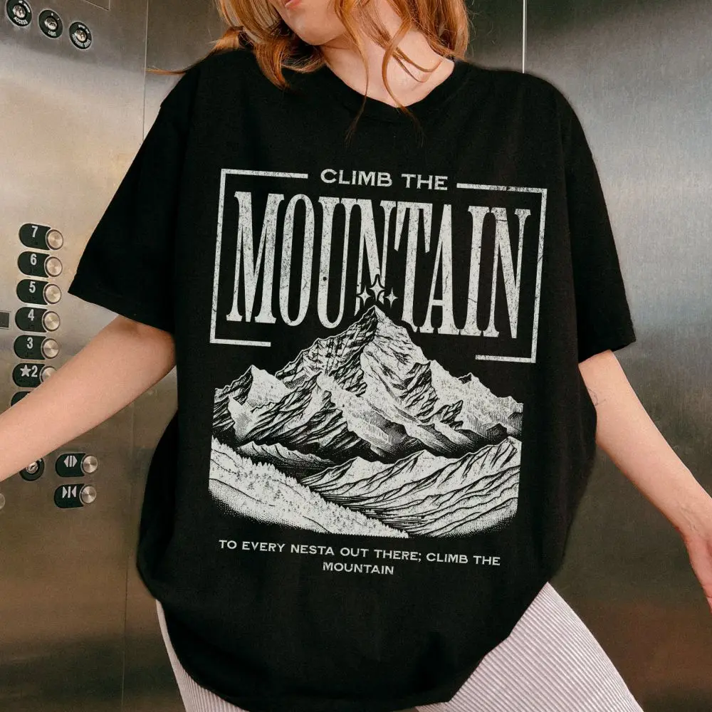 ACOTAR Top Tee Cotton tShirts Climb the Mountain Sarah J Maas Printed T Shirts  Women Retro Loose Short Sleeve Top Fashion