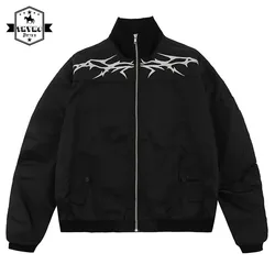 Winter Embroidery Varsity Jacket Coats Men Women Hip Hop Korean Fashion Zipper Oversized Bomber Jackets Outerwear Streetwear New