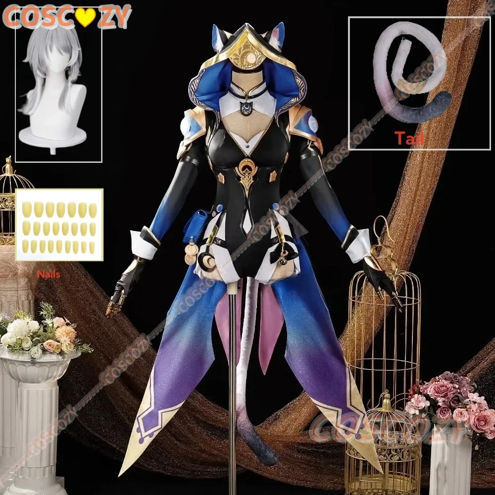 

Hot Game Honkai Star Rail Cifera Hat Amphoreus Nails Cipher Cosplay Costume Wig Uniform Women Girls Halloween Party Dress Props