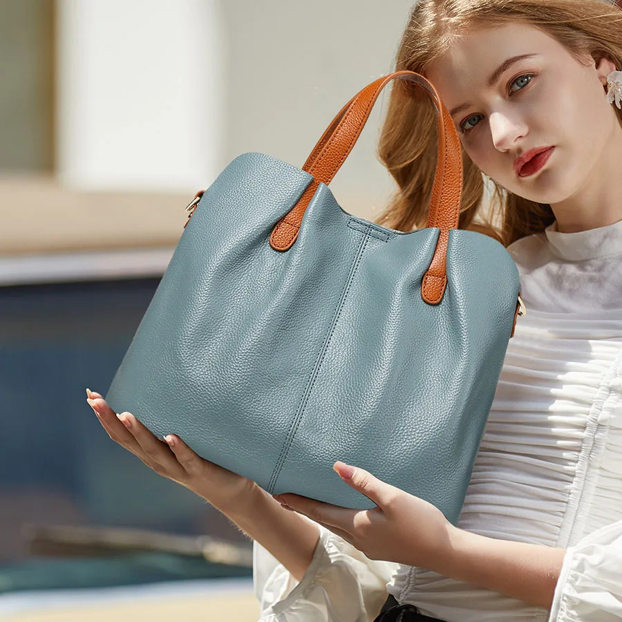 

New ladies' tote bag, top-grain cowhide mother-and-child bag, high-end handbag, large-capacity commuter crossbody bag