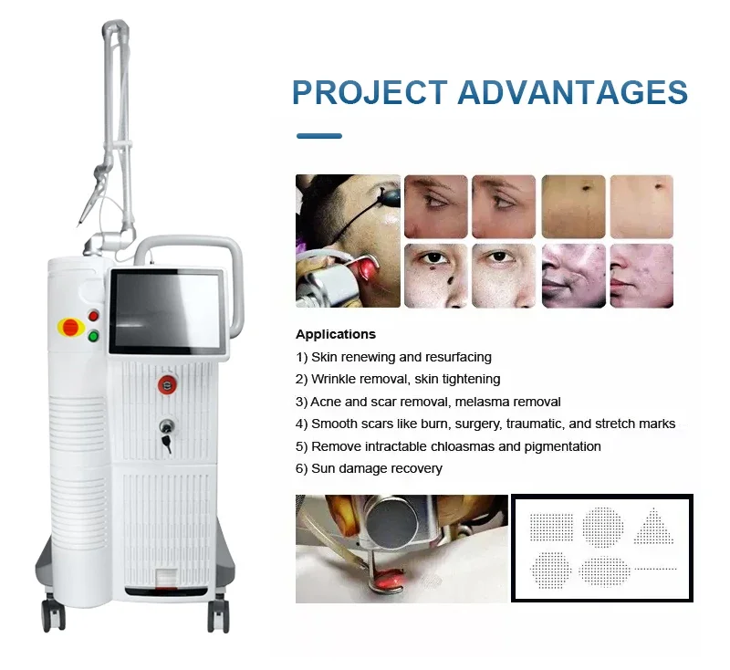 W High Power CO2 Fractional Laser Machine Skin Rejuvenation Stretch Marks Improvement Scar Care Beauty