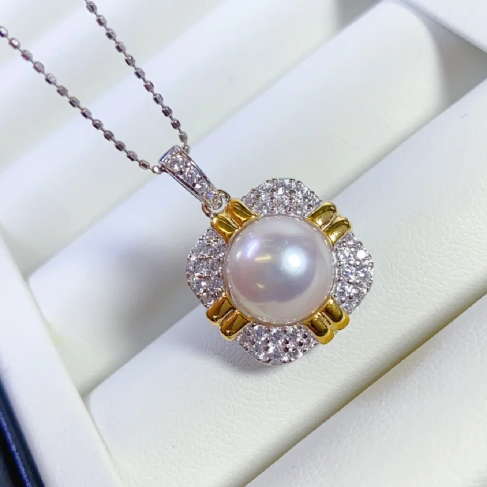 

Классический кулон AAAA 9-10 мм 10-11 мм Япония акойя с круглым жемчугом s925 18 дюймов