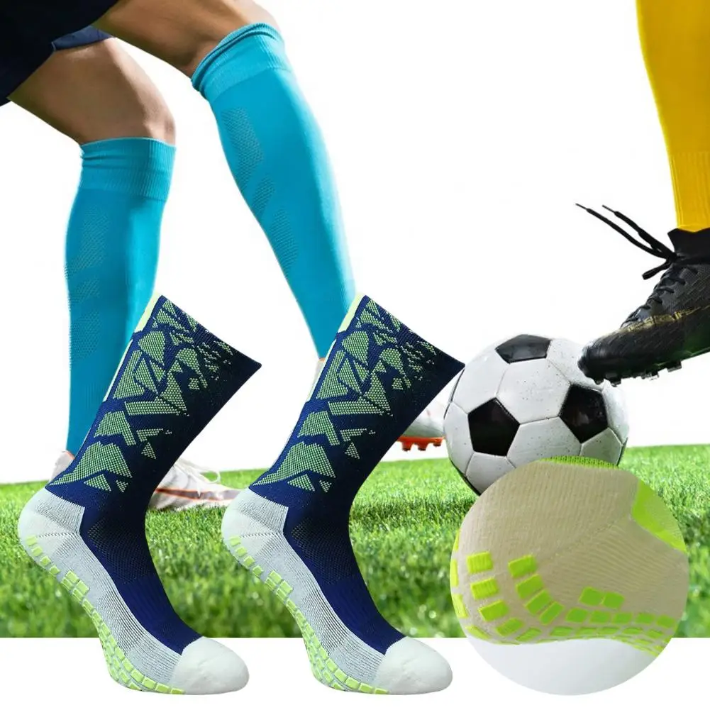 1 Pair Football Socks Sport Sweat-absorbing Non-slip Thickened Stretchy Ventilating Comfort Running Socks Outdoor Supplies