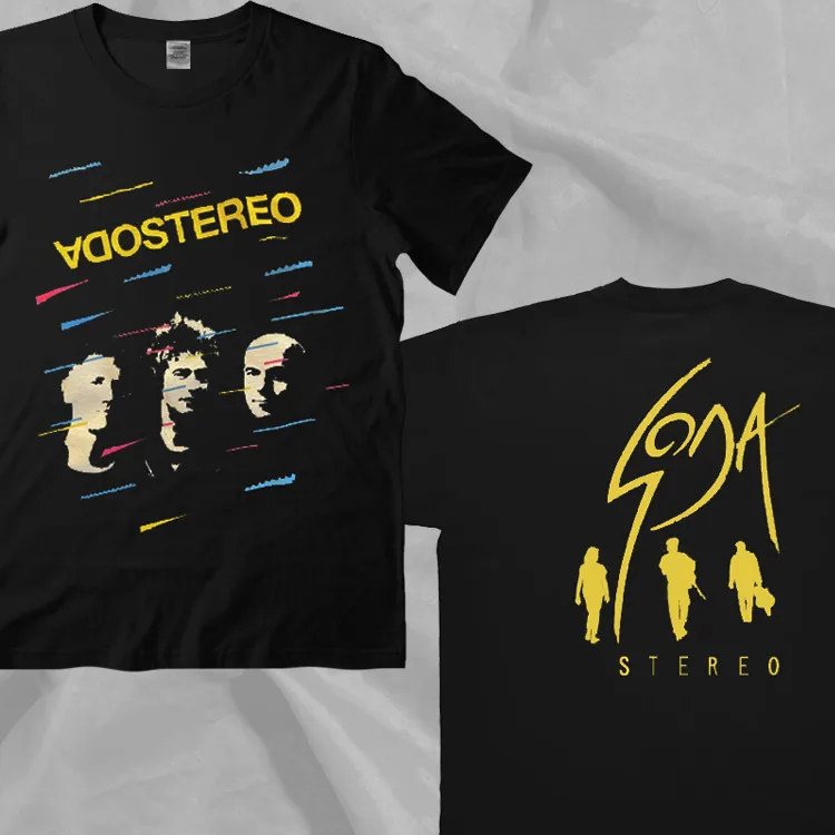 

Soda Stereo Band 2000 Retro Style Black Double Sided T-Shirt