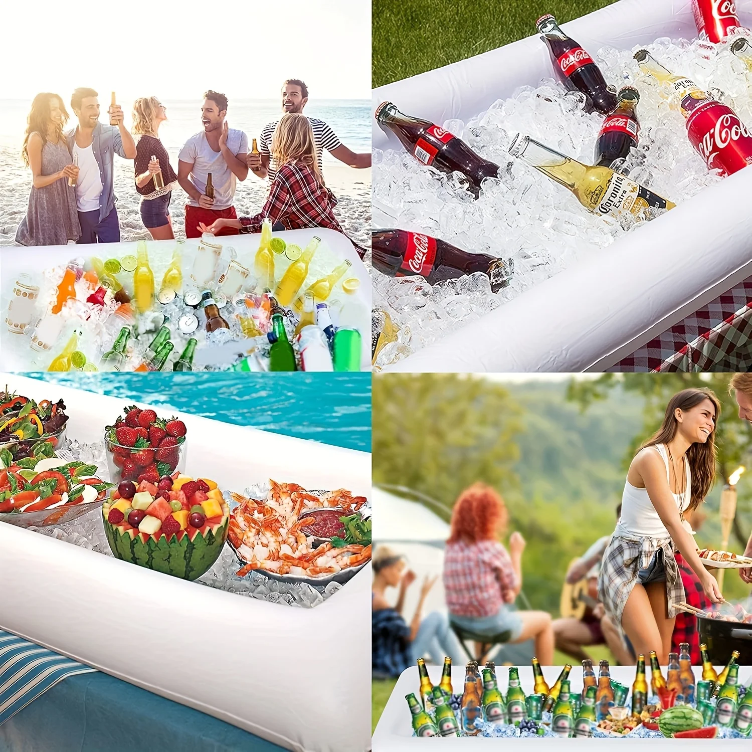 Inflatable Ice Trough 134CM*64cm PVC Material Indoor Salad Bar Ice Bucket for Parties and Outdoor Picnics