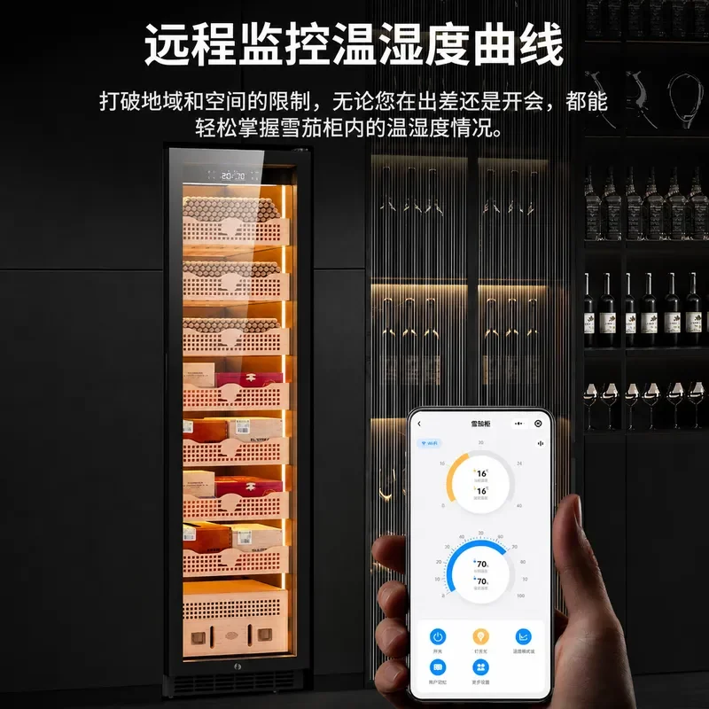 508C cigar humidor cabinet constant temperature humidity Spanish cedar wood liner alcohol water ion ammonia removal