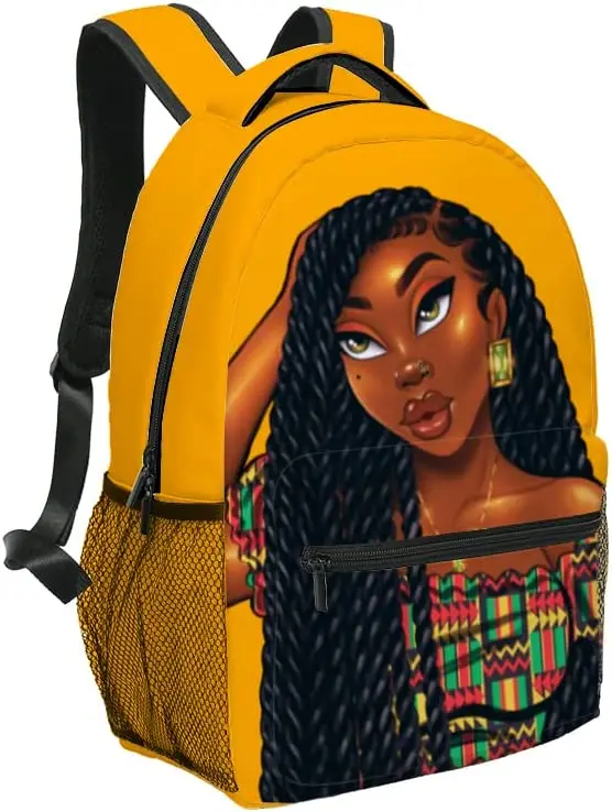 Black Girl Backpack School African Girl Backpack Kawaii Laptop Backpack Cute BookBag for Girls Women Work School