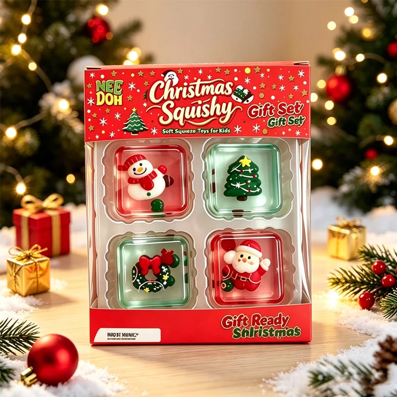 NEEDOH Mini 4 Pack Set Ice Cube Sensory Fidget Toy Squishy Cube Slow Rising Stress Reliever For Kids And Adults Holiday Gifts