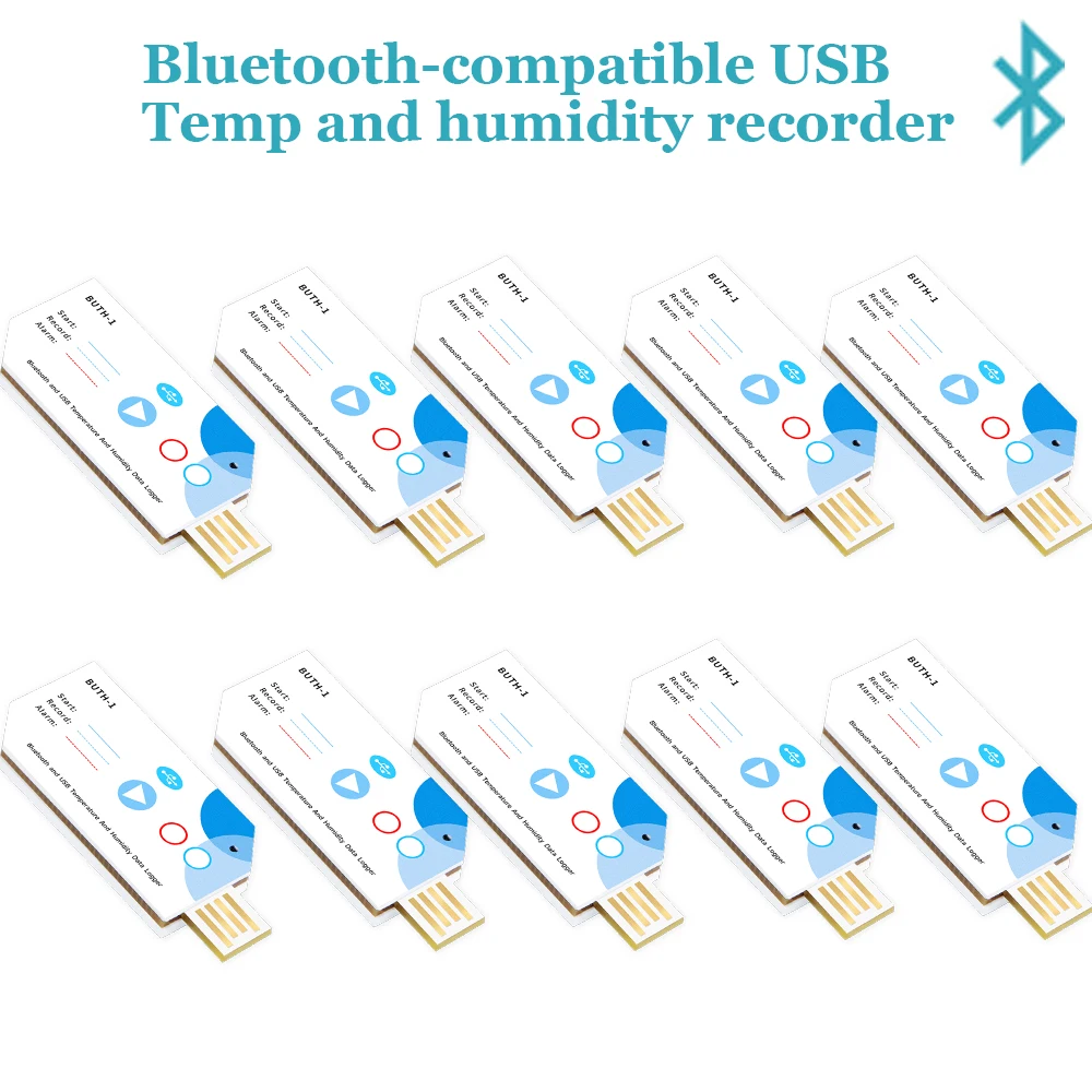 

10PCS Bluetooth USB Temperature and Humidity Logger 32000 Points Disposable Datalogger Temp Recorder RH TEMP Data Logger