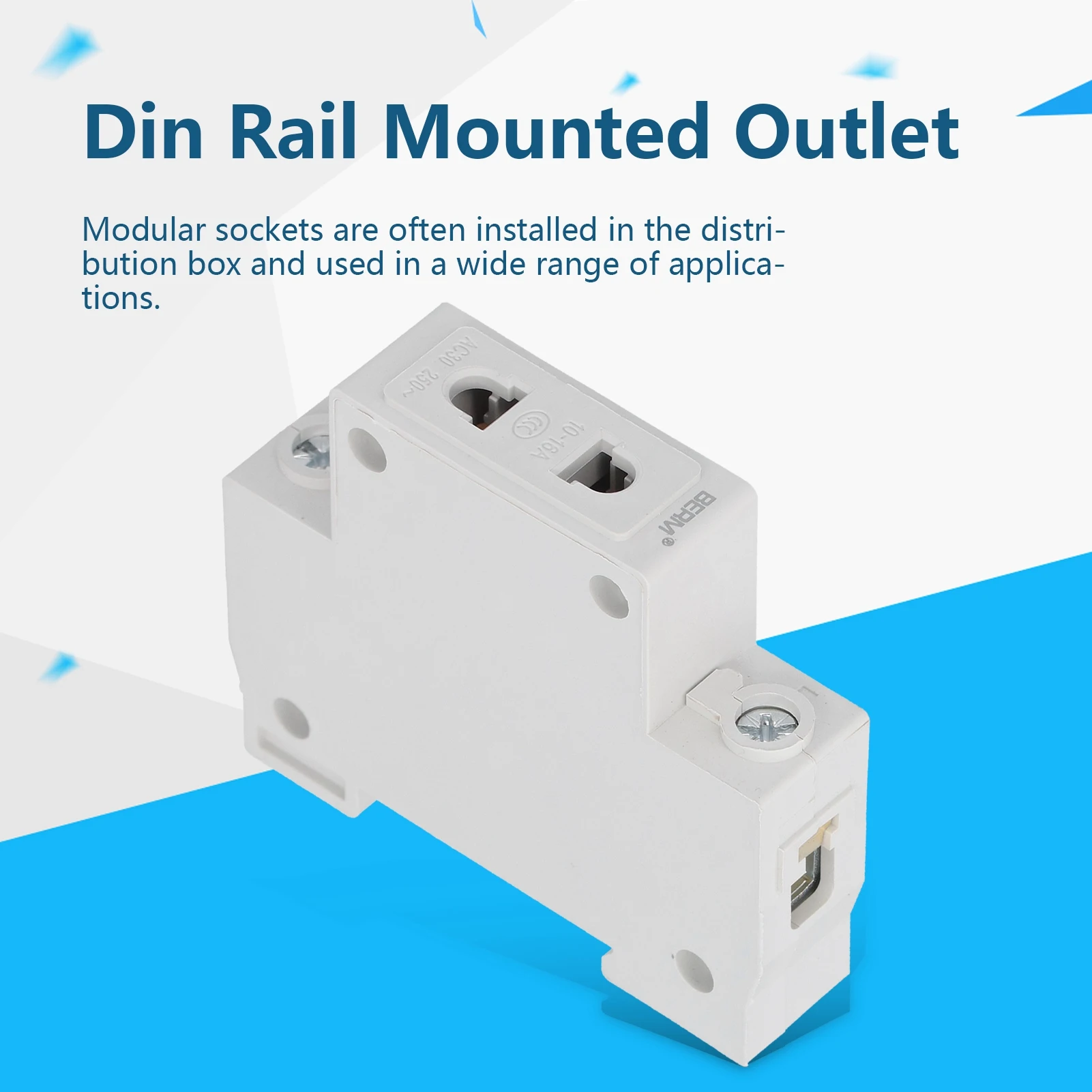 BERM Power Socket Din Rail Mounted 2pin Modular Outlet Distribution Box Accessories 250V Distribution Box Modular Socket