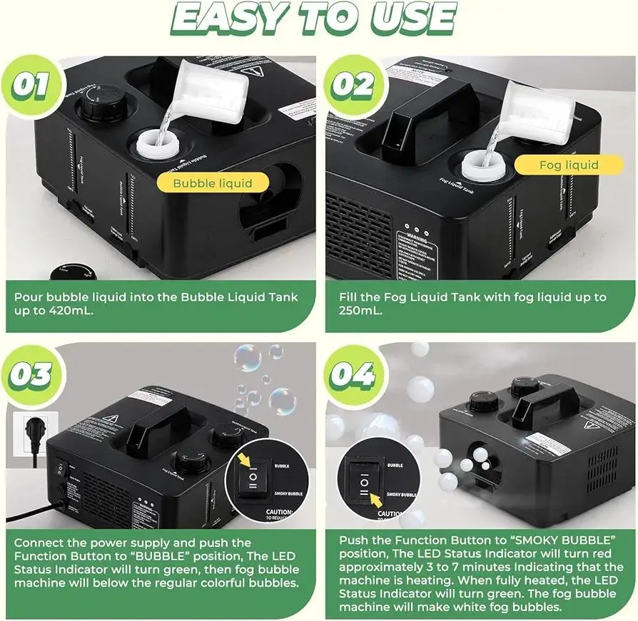 Fog Bubble Machine Portable Smoke Bubble Machine  for Indoor Outdoor Party Wedding Birthday Photograph Christmas Halloween toys