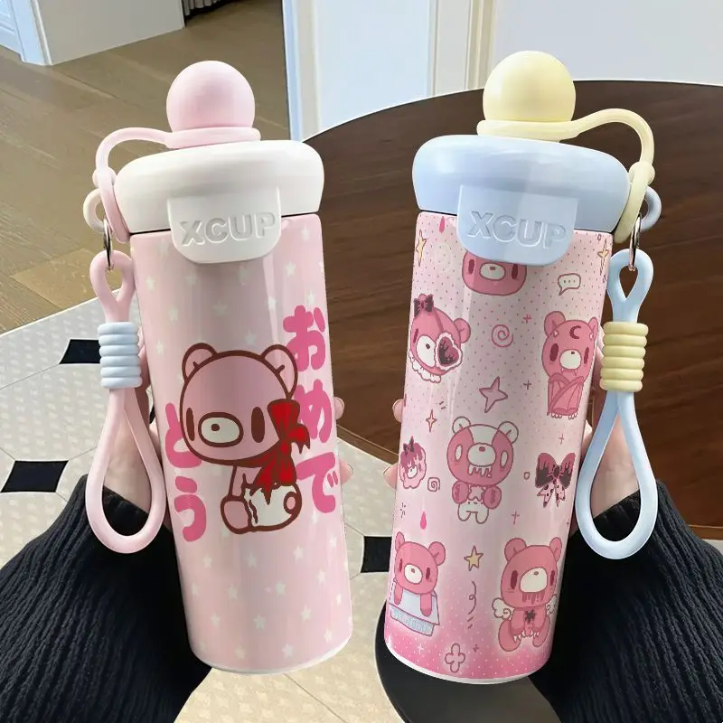 Gloomy Bear Schwimmender Ball Thermosflasche mit hohem Farbwert, Animations-Cartoon-Druck, große Kapazität, tragbarer Edelstahl-Kaffeebecher – Detail 4
