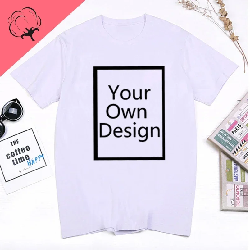 Camiseta impressa personalizada do lazer dos homens, DIY, seu como a foto ou logotipo, tops personalizados da moda, 100% algodão