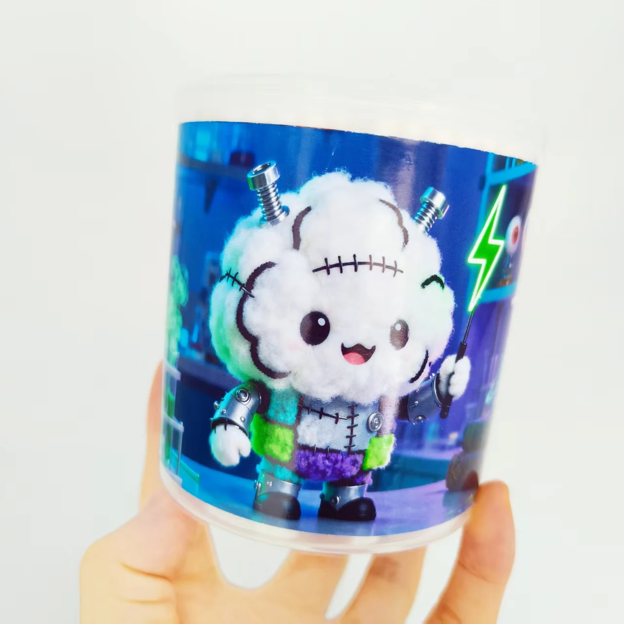 800 Stück/1000 Stück Wissenschaftslabor-Themenmuster Wattestäbchen Stick weißer Zylinder Box Wattestäbchen