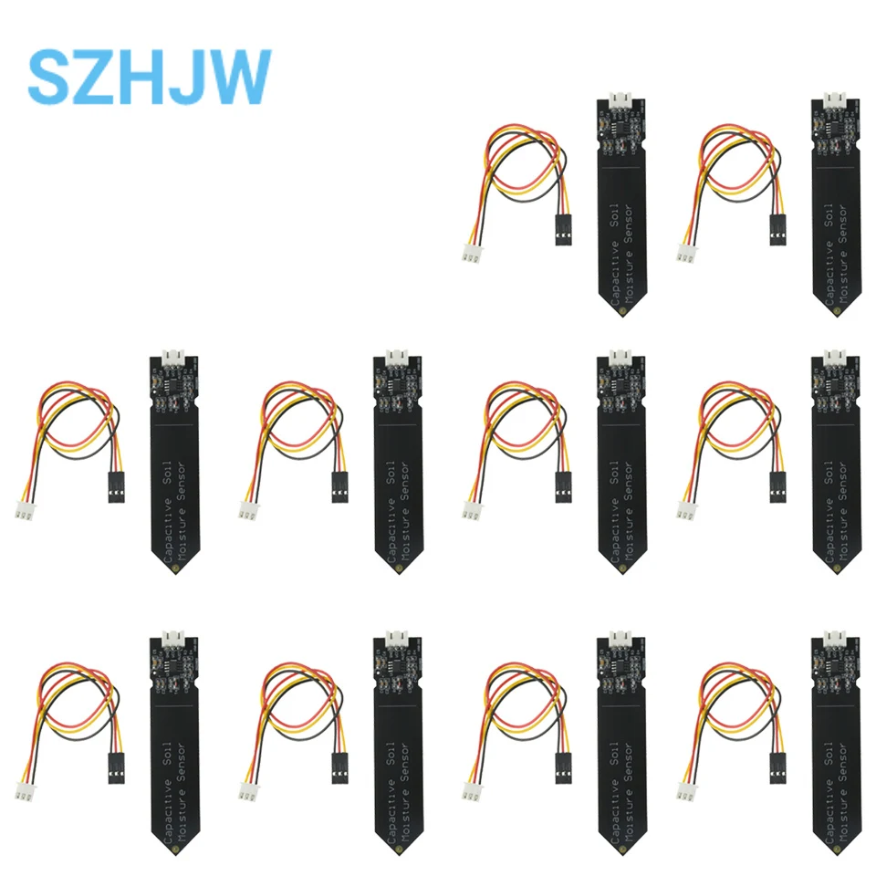 Sensor capacitivo de humedad del suelo, resistente a la corrosión, para detección de humedad Arduino, riego de jardín, bricolaje, 1/5/10 Uds.
