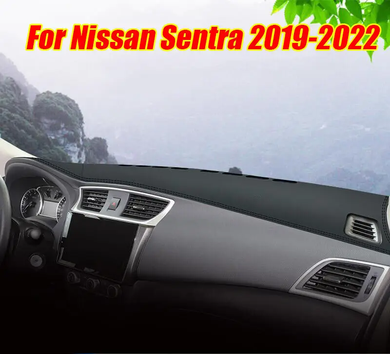 

Черный кожаный чехол для приборной панели, защитный коврик для Nissan Sentra 2019-2022