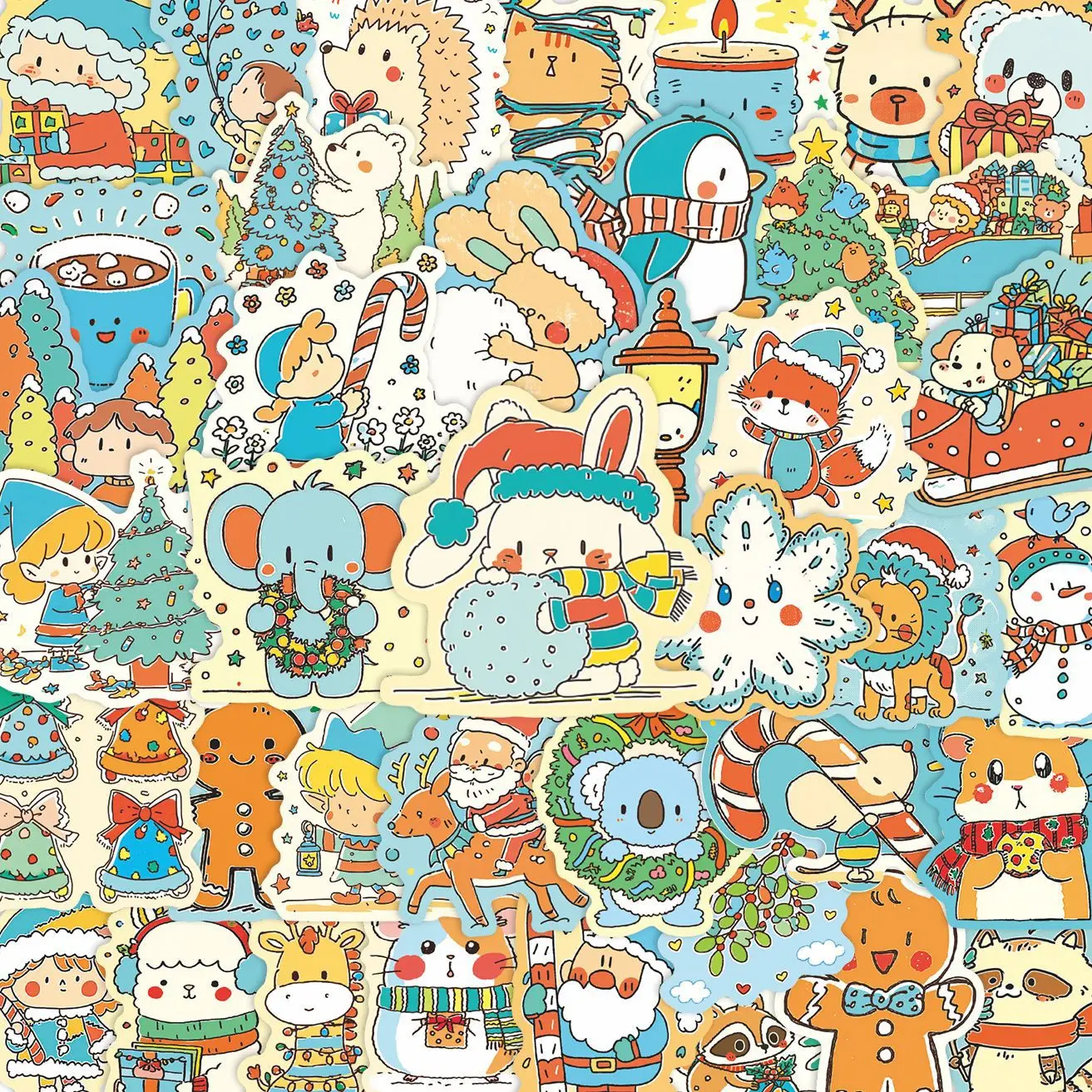 สติกเกอร์ลายกราฟฟิตี้คริสต์มาสสุดน่ารัก 10/50 ชิ้น ของเล่น DIY สร้างสรรค์สำหรับฤดูหนาว ใช้ตกแต่งขวด สมุดภาพ กระเป๋าเดินทาง สไตล์สวยงาม