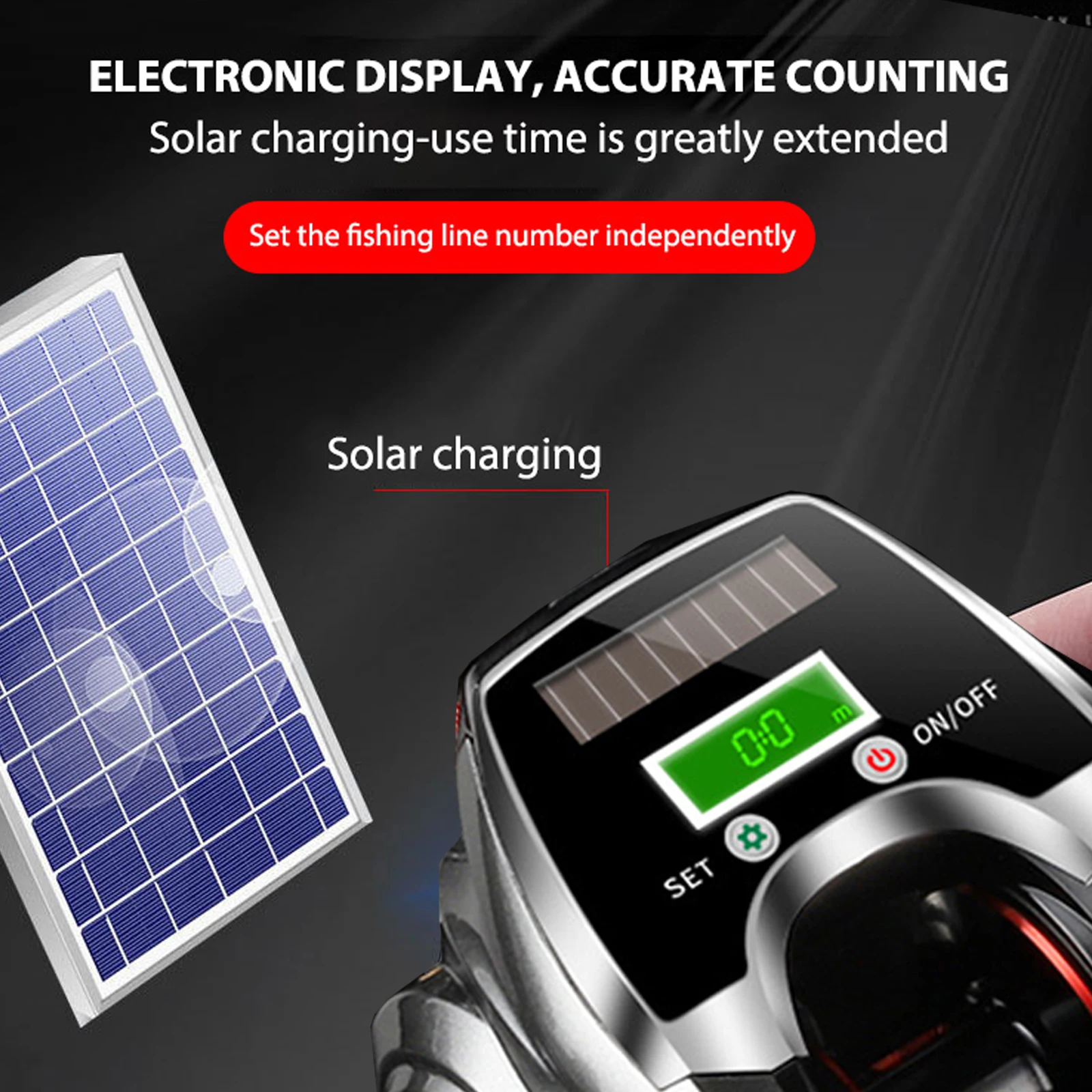 Electronic Fishing Reel Accessories Pesca Mar 6.3:1/8.0:1 Baitcasting Usb Solar Charging Ratio Waterproof Moulinet Peche En Mer