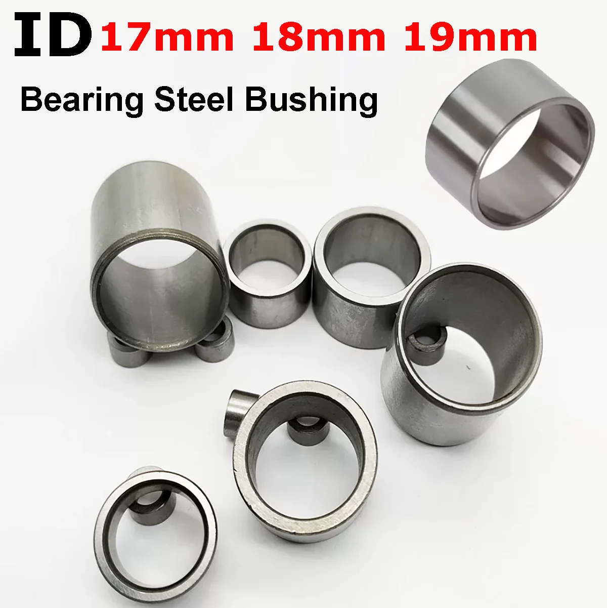 1/5pcs ID 17/18/19mm GCR15 Bearing Steel Bushing Round Hollow Unthreaded Stand-off Spacer Wear Resistant Guide Sleeve L=4-50mm