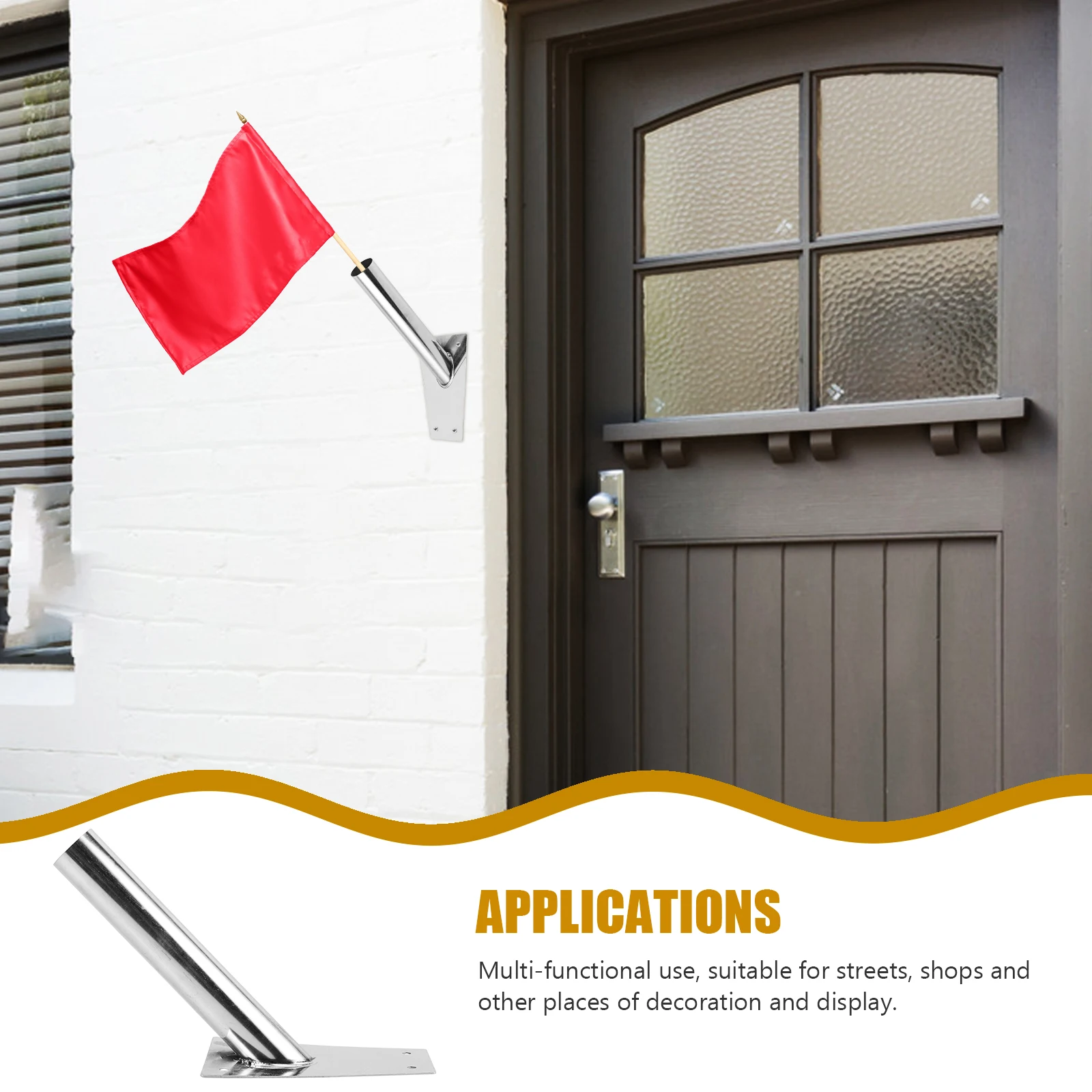 

1pcs Stainless Steel Flag Pole Holder Bracket for Wall Mount Banner Stand Metal Decorative Flags Display